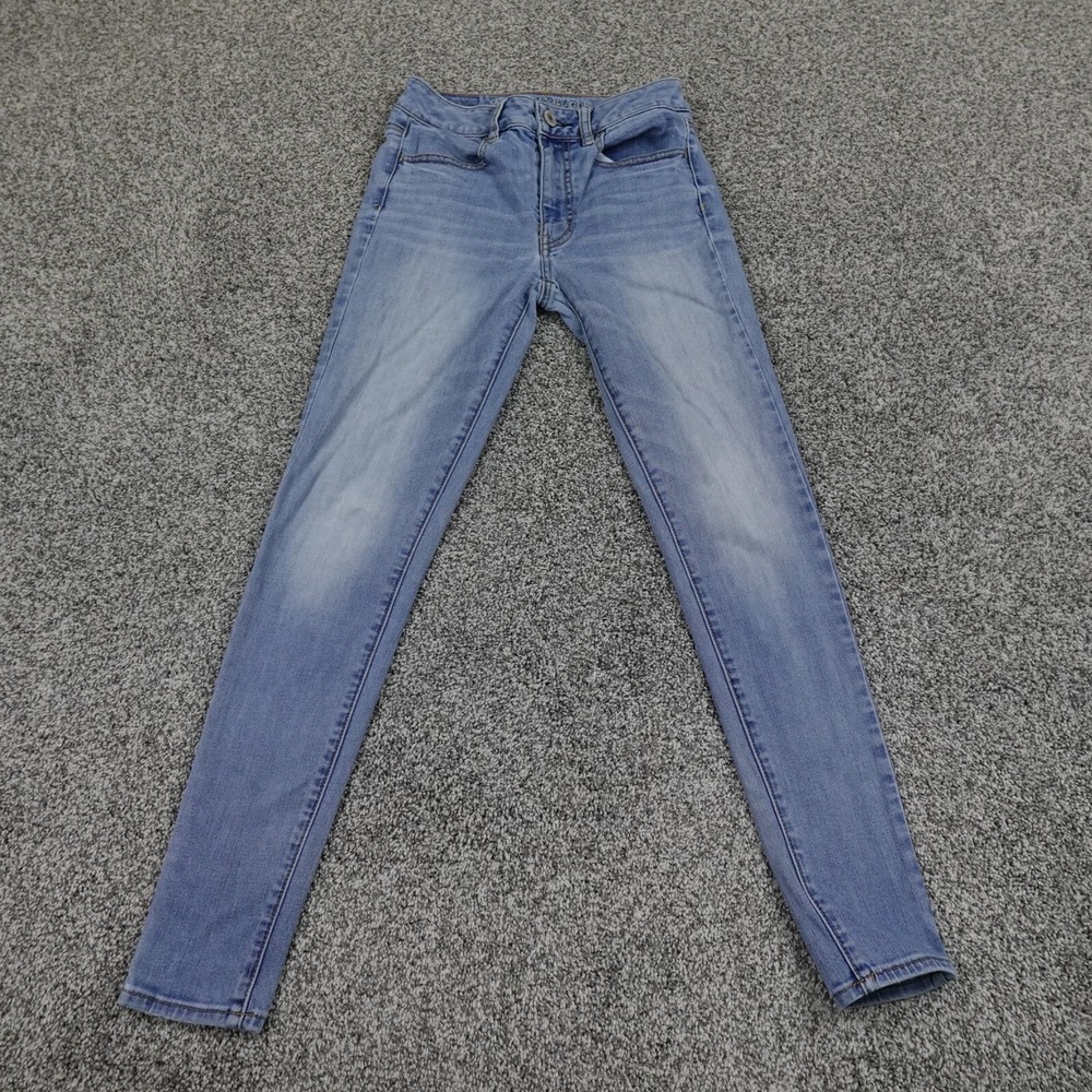 American Eagle Jeans Womens 2 Blue Denim Pants Hi Rise‎ Jegging Faded Stretch
